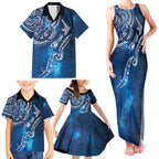 Matariki Galaxy Family Matching Tank Maxi Dress and Hawaiian Shirt New Zealand Map Maori Pattern