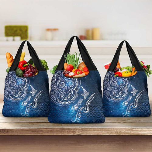 Matariki Galaxy Grocery Bag New Zealand Map Maori Pattern