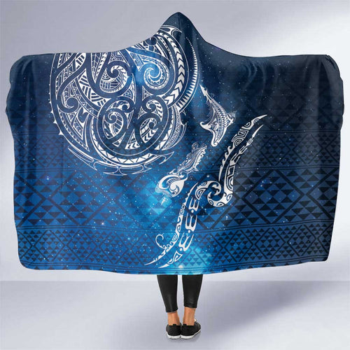 Matariki Galaxy Hooded Blanket New Zealand Map Maori Pattern