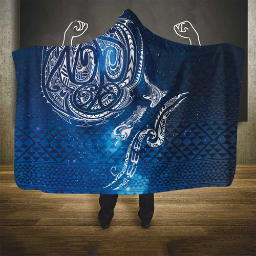 Matariki Galaxy Hooded Blanket New Zealand Map Maori Pattern