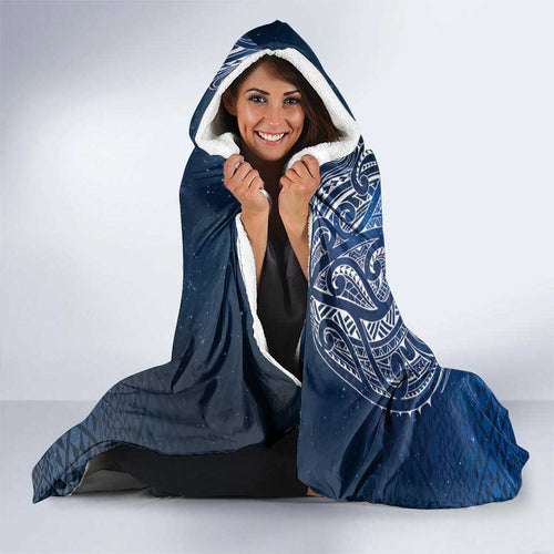 Matariki Galaxy Hooded Blanket New Zealand Map Maori Pattern
