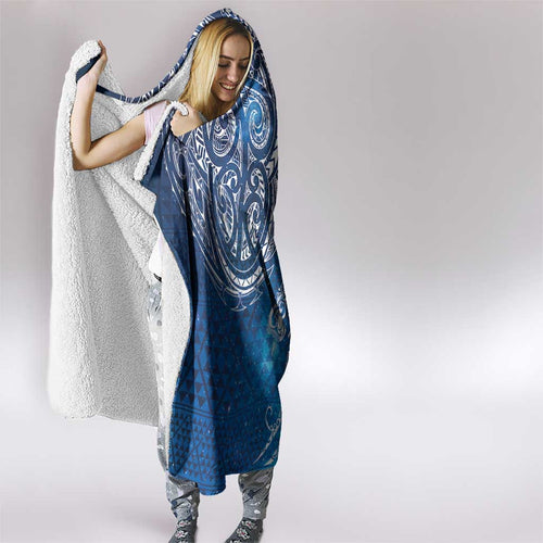 Matariki Galaxy Hooded Blanket New Zealand Map Maori Pattern