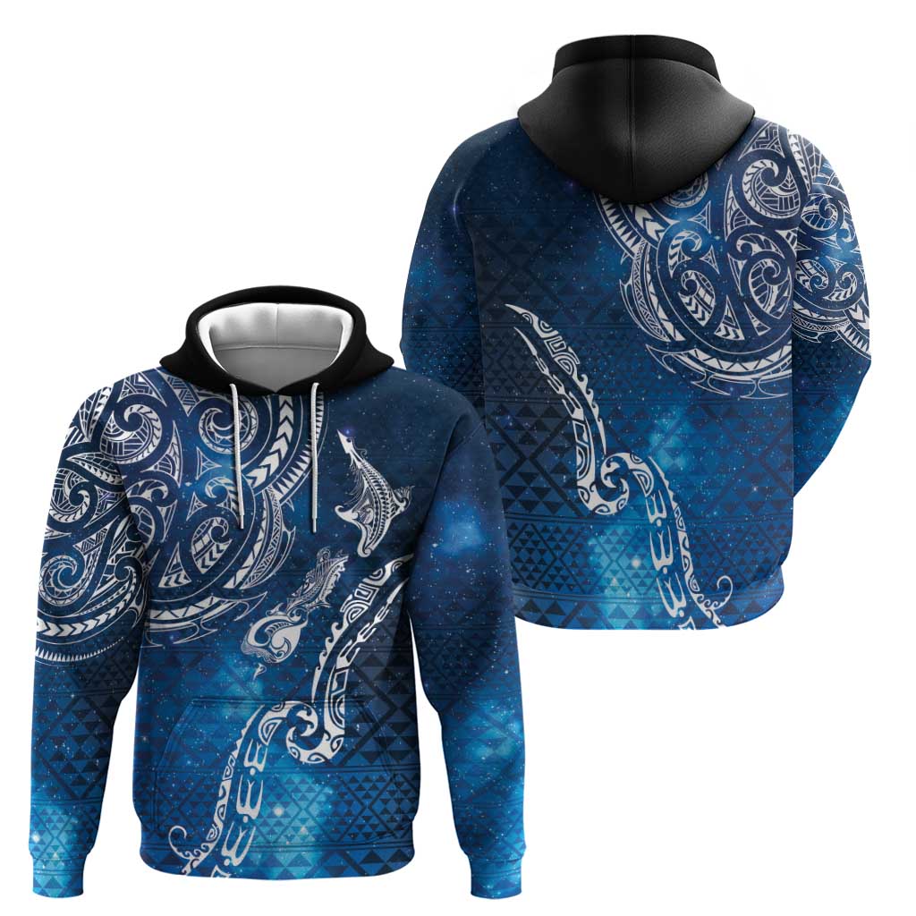 Matariki Galaxy Hoodie New Zealand Map Maori Pattern