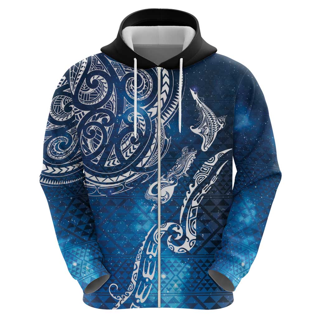 Matariki Galaxy Hoodie New Zealand Map Maori Pattern