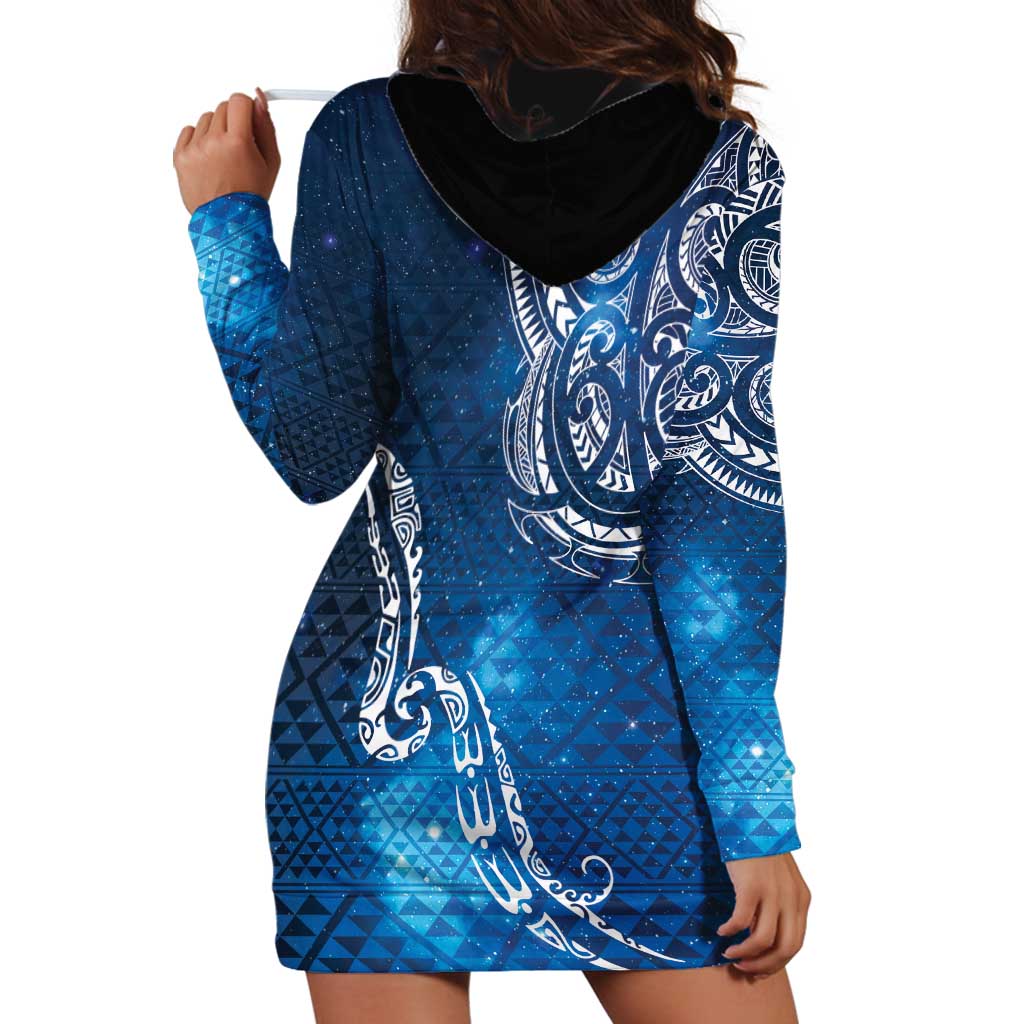Matariki Galaxy Hoodie Dress New Zealand Map Maori Pattern