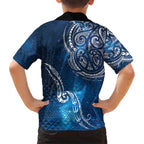 Matariki Galaxy Kid Hawaiian Shirt New Zealand Map Maori Pattern