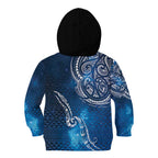 Matariki Galaxy Kid Hoodie New Zealand Map Maori Pattern