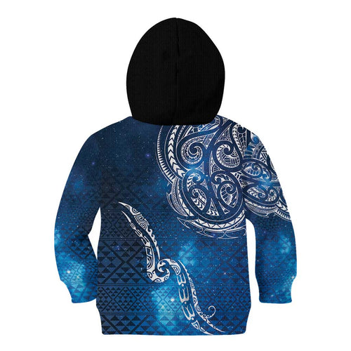 Matariki Galaxy Kid Hoodie New Zealand Map Maori Pattern