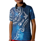 Matariki Galaxy Kid Polo Shirt New Zealand Map Maori Pattern
