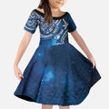 Matariki Galaxy Kid Short Sleeve Dress New Zealand Map Maori Pattern