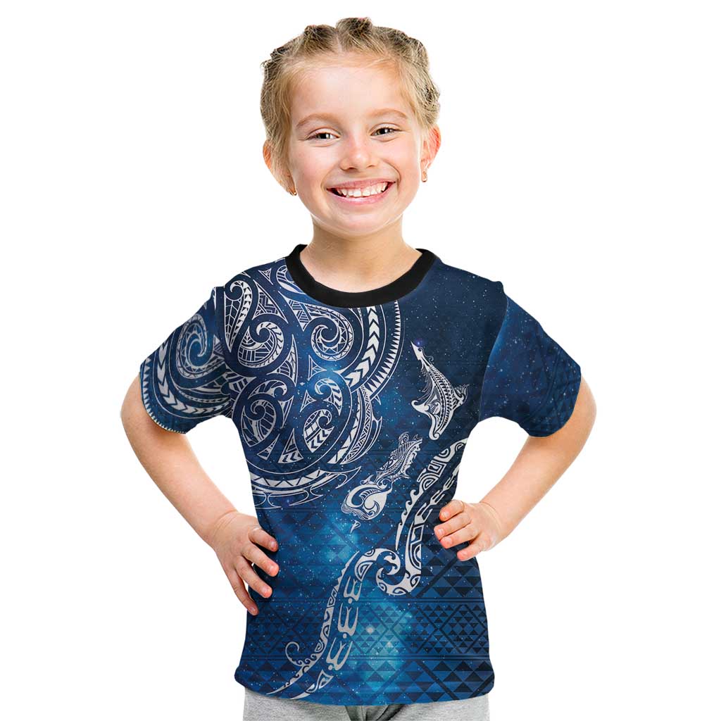 Matariki Galaxy Kid T Shirt New Zealand Map Maori Pattern