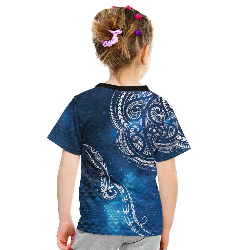 Matariki Galaxy Kid T Shirt New Zealand Map Maori Pattern