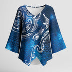 Matariki Galaxy Kimono Sleeve Blouse New Zealand Map Maori Pattern