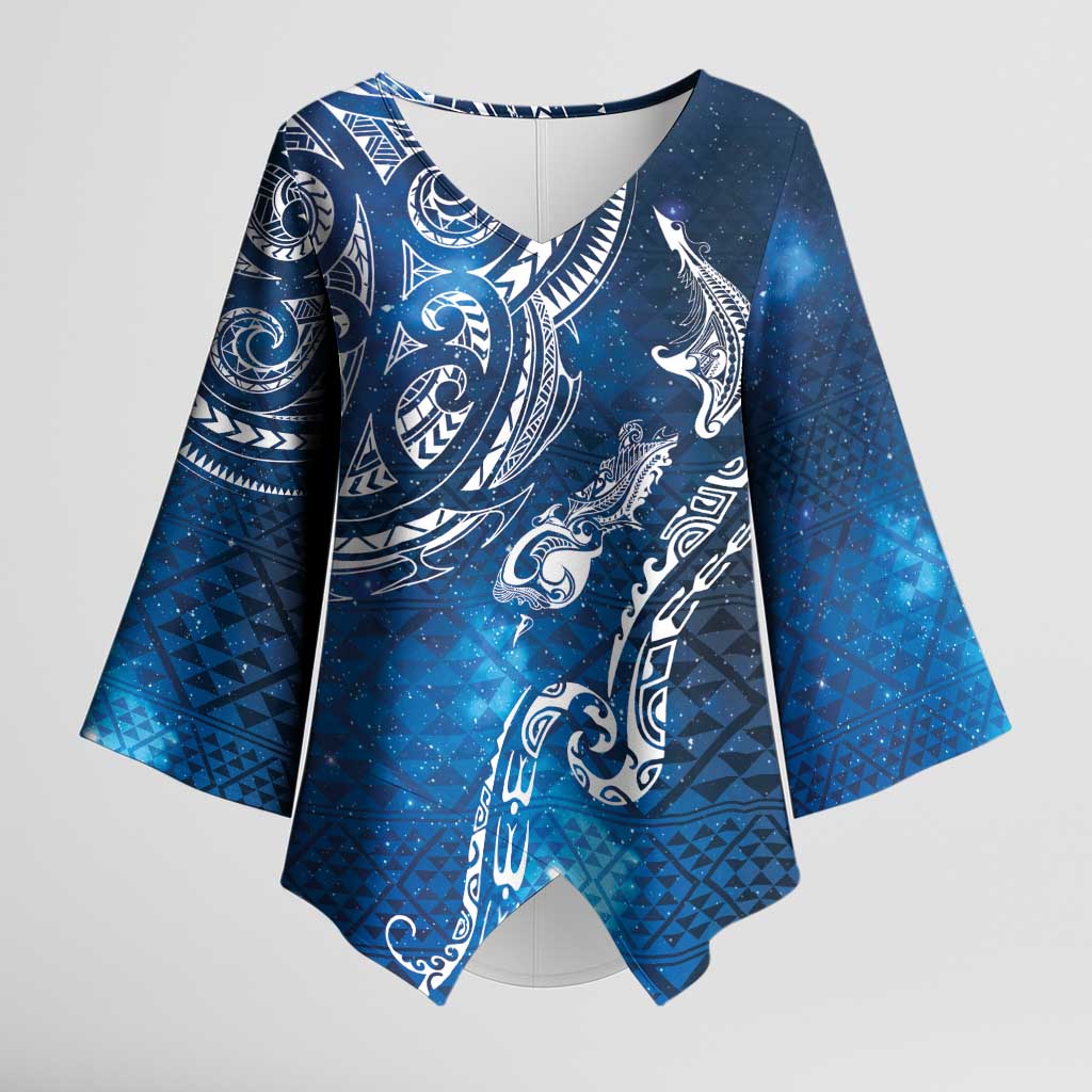 Matariki Galaxy Kimono Sleeve Blouse New Zealand Map Maori Pattern