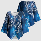 Matariki Galaxy Kimono Sleeve Blouse New Zealand Map Maori Pattern
