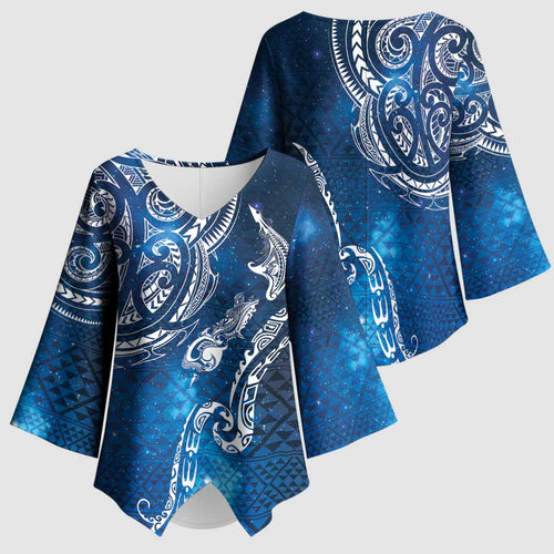 Matariki Galaxy Kimono Sleeve Blouse New Zealand Map Maori Pattern