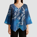 Matariki Galaxy Kimono Sleeve Blouse New Zealand Map Maori Pattern