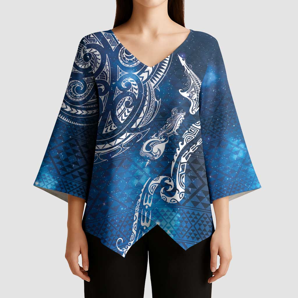 Matariki Galaxy Kimono Sleeve Blouse New Zealand Map Maori Pattern