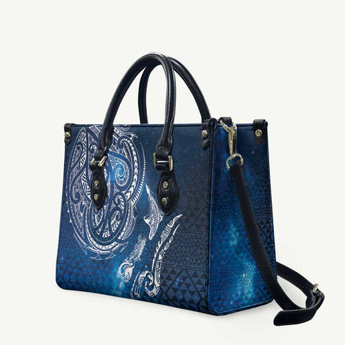 Matariki Galaxy Leather Bag New Zealand Map Maori Pattern