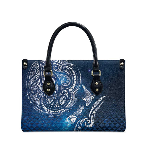 Matariki Galaxy Leather Bag New Zealand Map Maori Pattern