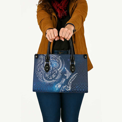 Matariki Galaxy Leather Bag New Zealand Map Maori Pattern