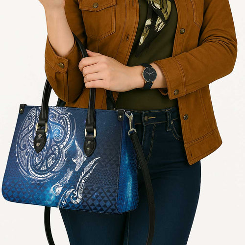 Matariki Galaxy Leather Bag New Zealand Map Maori Pattern