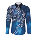 Matariki Galaxy Long Sleeve Button Shirt New Zealand Map Maori Pattern