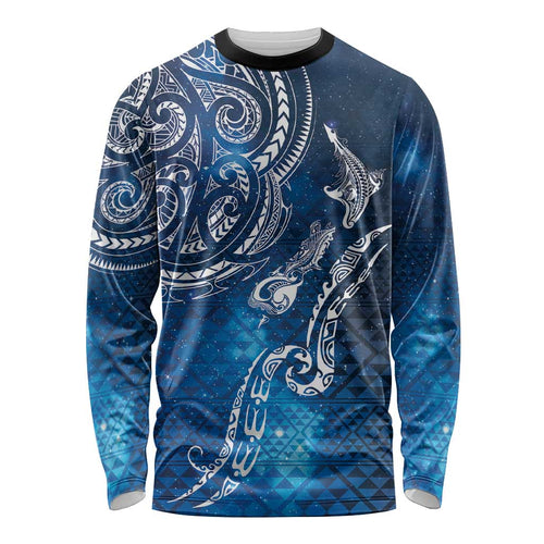 Matariki Galaxy Long Sleeve Shirt New Zealand Map Maori Pattern