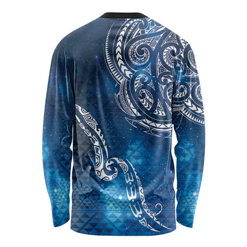 Matariki Galaxy Long Sleeve Shirt New Zealand Map Maori Pattern
