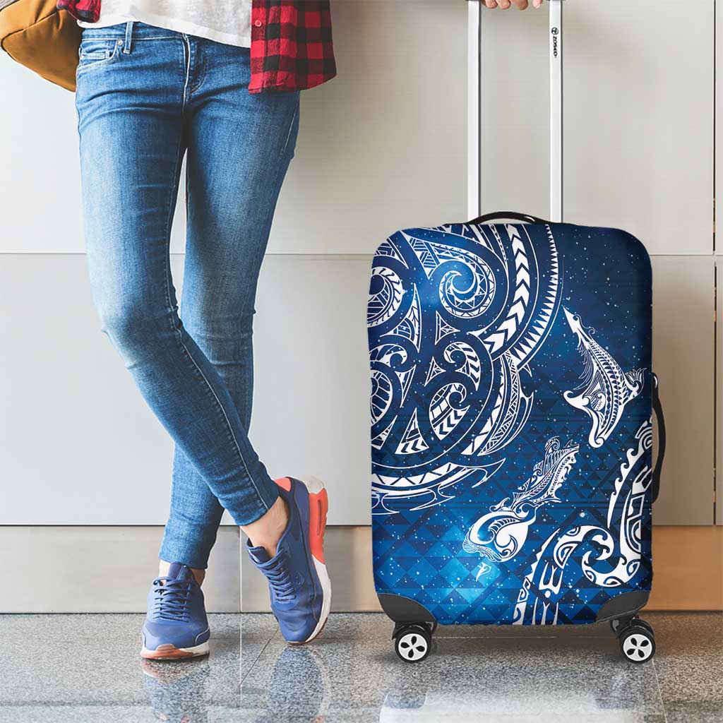 Matariki Galaxy Luggage Cover New Zealand Map Maori Pattern