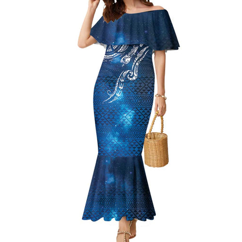 Matariki Galaxy Mermaid Dress New Zealand Map Maori Pattern