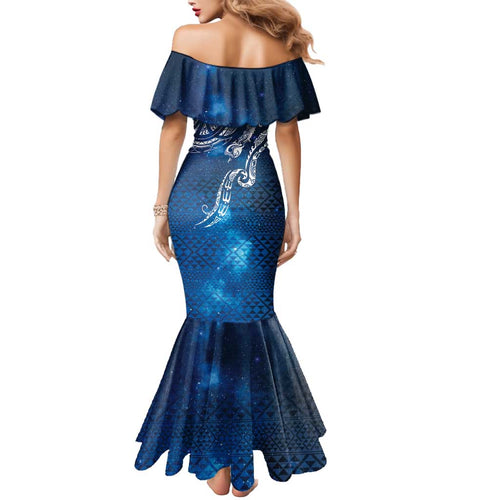 Matariki Galaxy Mermaid Dress New Zealand Map Maori Pattern