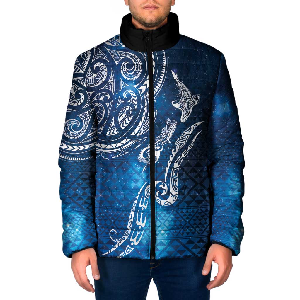 Matariki Galaxy Padded Jacket New Zealand Map Maori Pattern