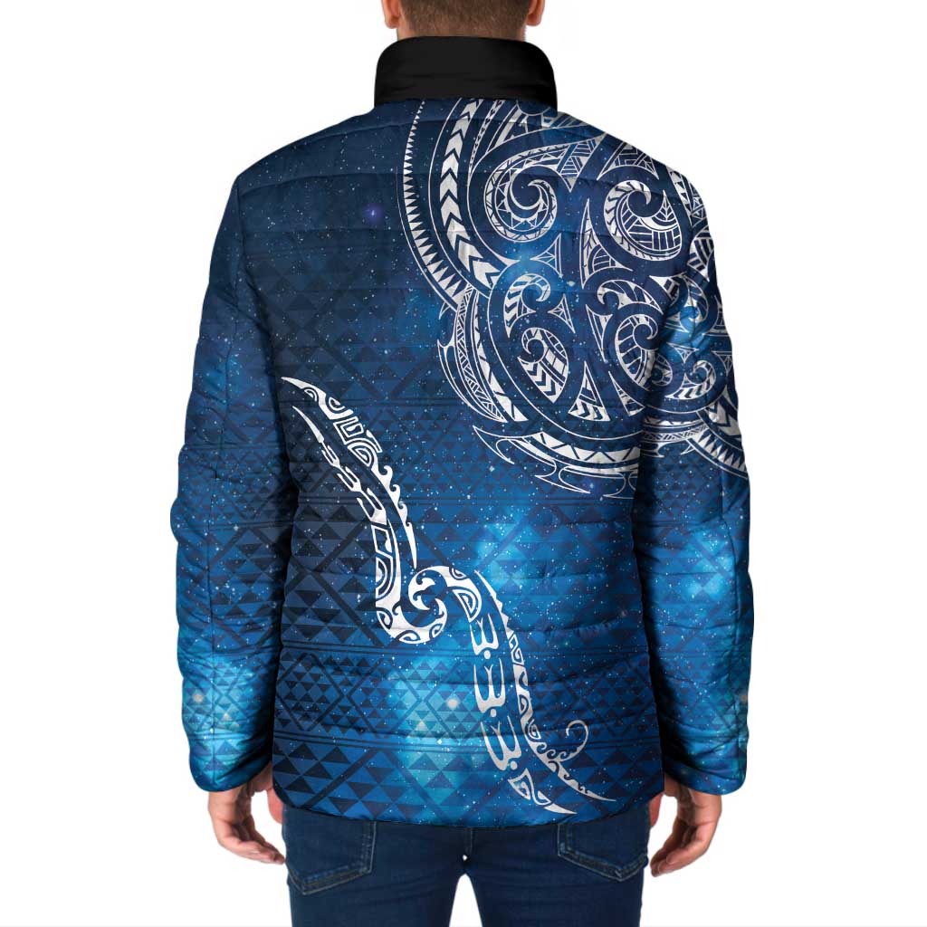 Matariki Galaxy Padded Jacket New Zealand Map Maori Pattern
