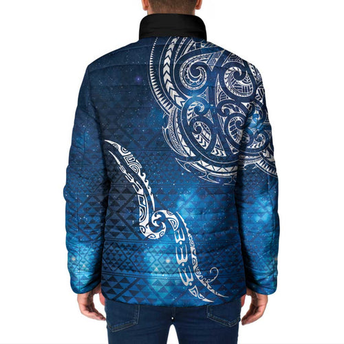 Matariki Galaxy Padded Jacket New Zealand Map Maori Pattern