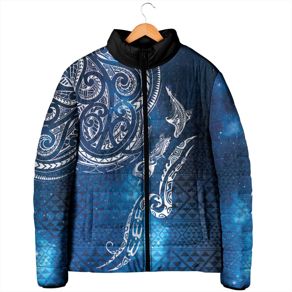 Matariki Galaxy Padded Jacket New Zealand Map Maori Pattern