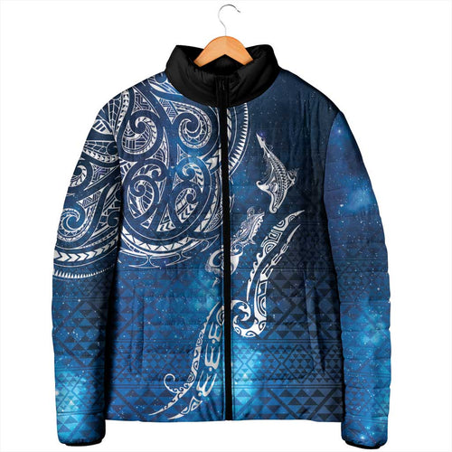 Matariki Galaxy Padded Jacket New Zealand Map Maori Pattern