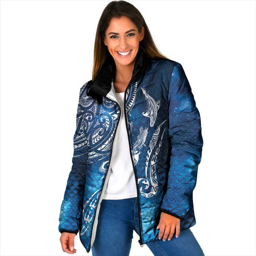 Matariki Galaxy Padded Jacket New Zealand Map Maori Pattern