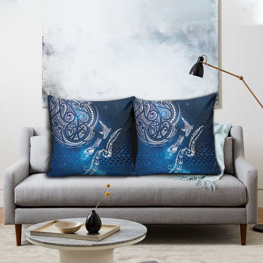 Matariki Galaxy Pillow Cover New Zealand Map Maori Pattern