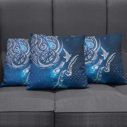 Matariki Galaxy Pillow Cover New Zealand Map Maori Pattern
