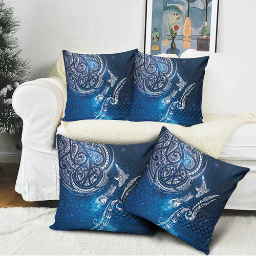 Matariki Galaxy Pillow Cover New Zealand Map Maori Pattern