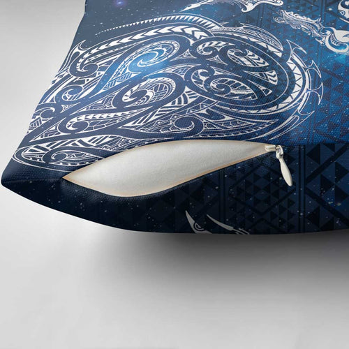 Matariki Galaxy Pillow Cover New Zealand Map Maori Pattern