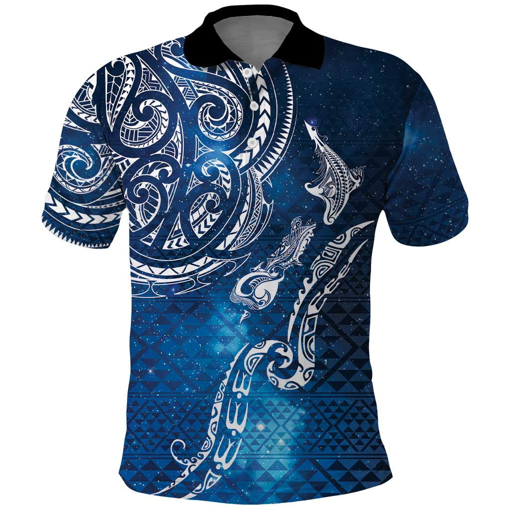Matariki Galaxy Polo Shirt New Zealand Map Maori Pattern