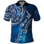 Matariki Galaxy Polo Shirt New Zealand Map Maori Pattern