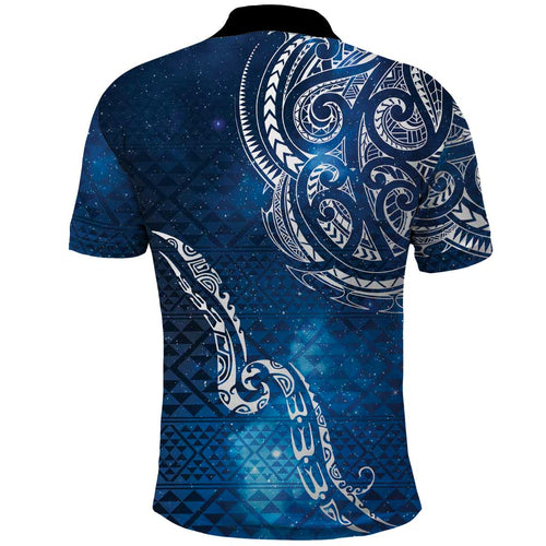 Matariki Galaxy Polo Shirt New Zealand Map Maori Pattern