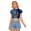 Matariki Galaxy Raglan Cropped T Shirt New Zealand Map Maori Pattern