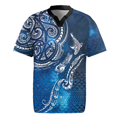 Matariki Galaxy Rugby Jersey New Zealand Map Maori Pattern