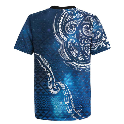 Matariki Galaxy Rugby Jersey New Zealand Map Maori Pattern
