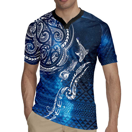 Matariki Galaxy Rugby Jersey New Zealand Map Maori Pattern