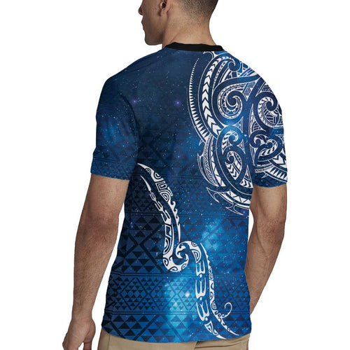 Matariki Galaxy Rugby Jersey New Zealand Map Maori Pattern